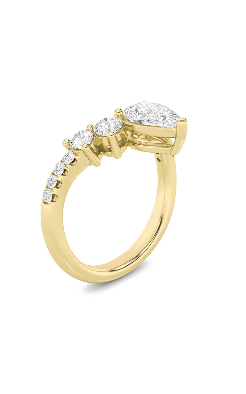 1.5Cttw Pear Shaped Lab Grown Diamond (F/VS) FancyContour Ring in 14K Gold