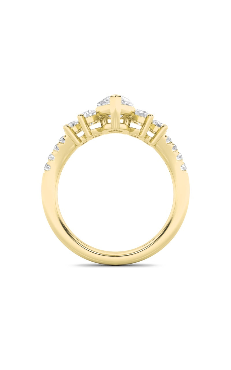 1.5CTW Pear Shaped Lab Grown Diamond (F/VS) Fancy Contour Ring in 14K Gold
