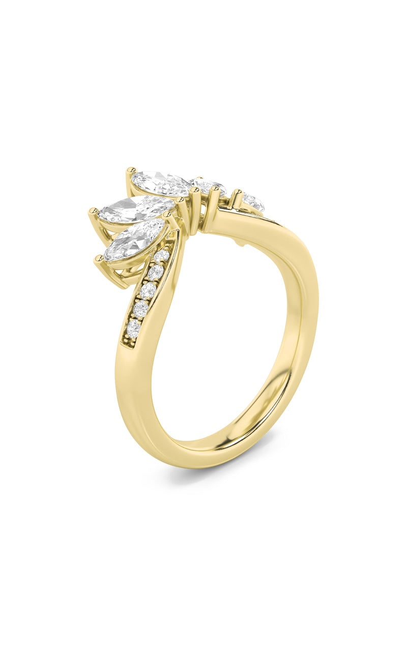 1.5Cttw Marquise Shaped Lab Grown Diamond (F/VVS)Fancy Contour Ring in 14K Gold