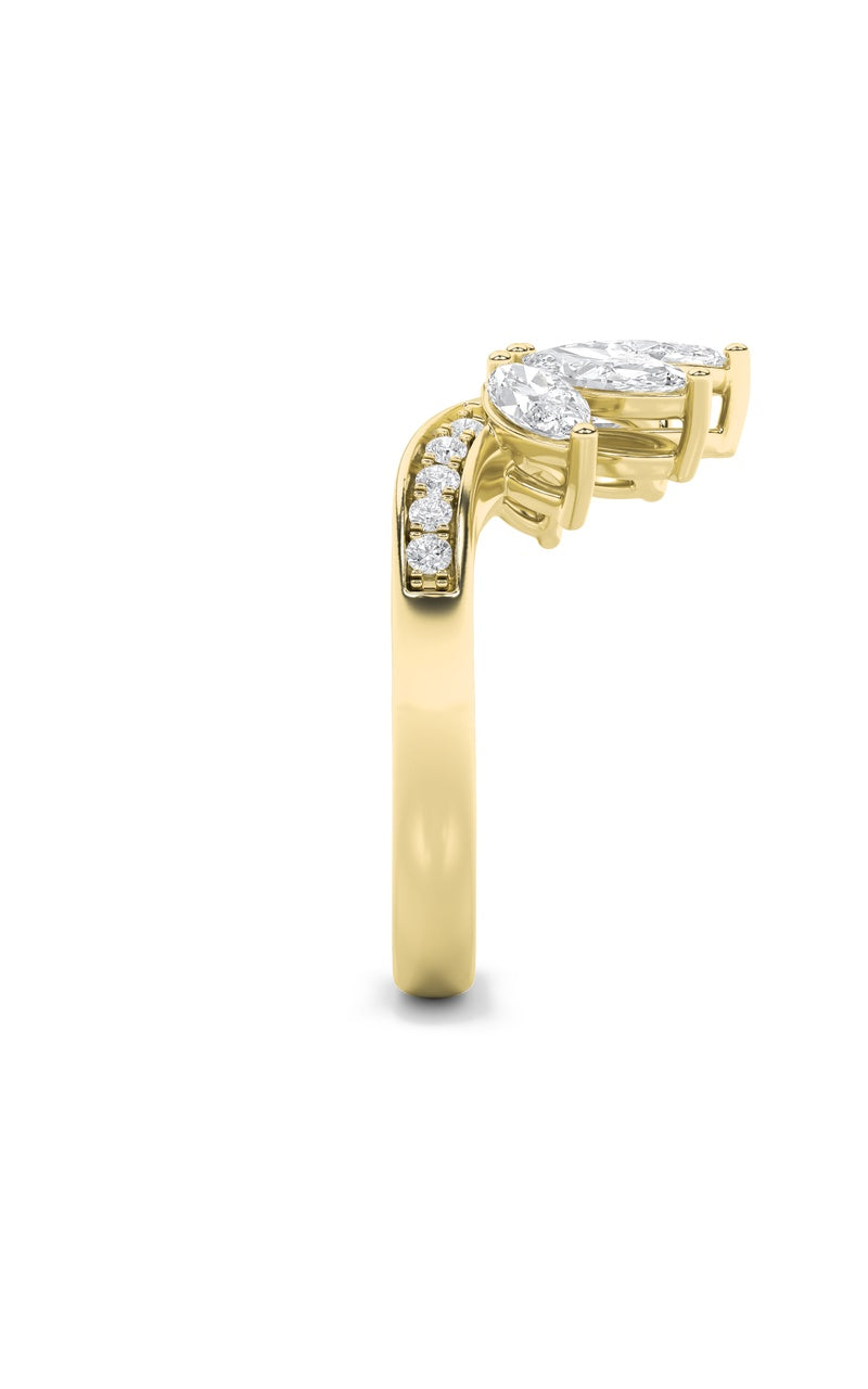 1.5CTW Marquise Shaped Lab Grown Diamond (F/VVS) Fancy Contour Ring in 14K Gold