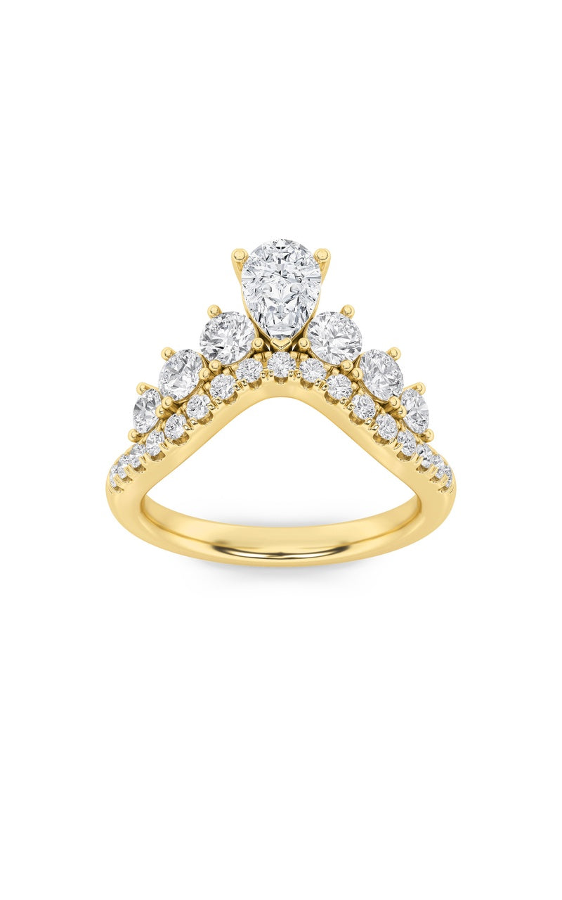 1.5CTW Pear Shaped Lab Grown Diamond (F/VS) Fancy Contour Ring in 14K Gold