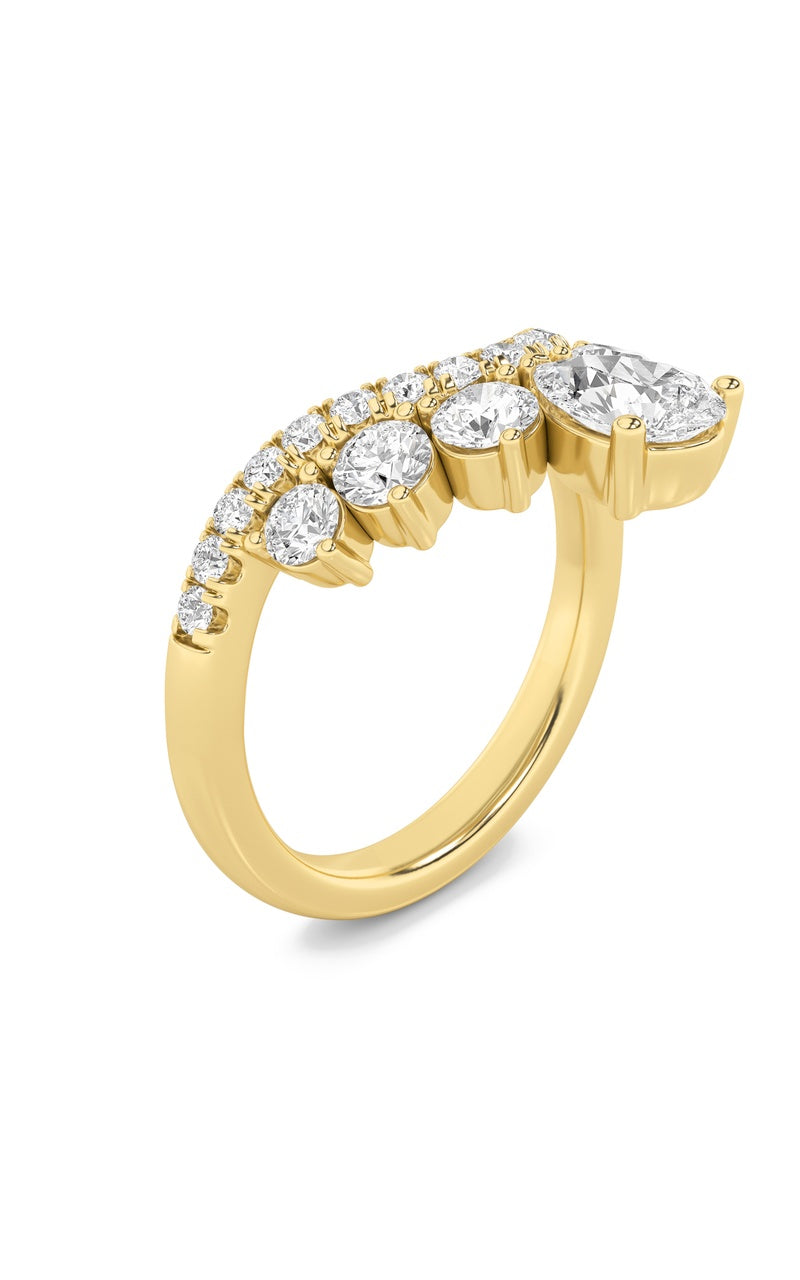 1.5Cttw Pear Shaped Lab Grown Diamond (F/VS) FancyContour Ring in 14K Gold