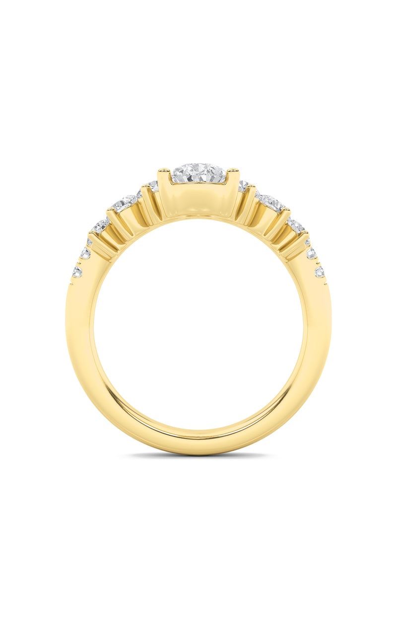1.5Cttw Pear Shaped Lab Grown Diamond (F/VS) FancyContour Ring in 14K Gold