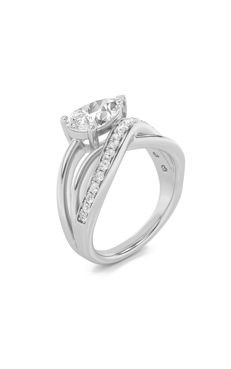 2CTW Pear Shaped Lab Grown Diamond (F/VS) Fashion AccentedEngagement Ring in 14K Gold