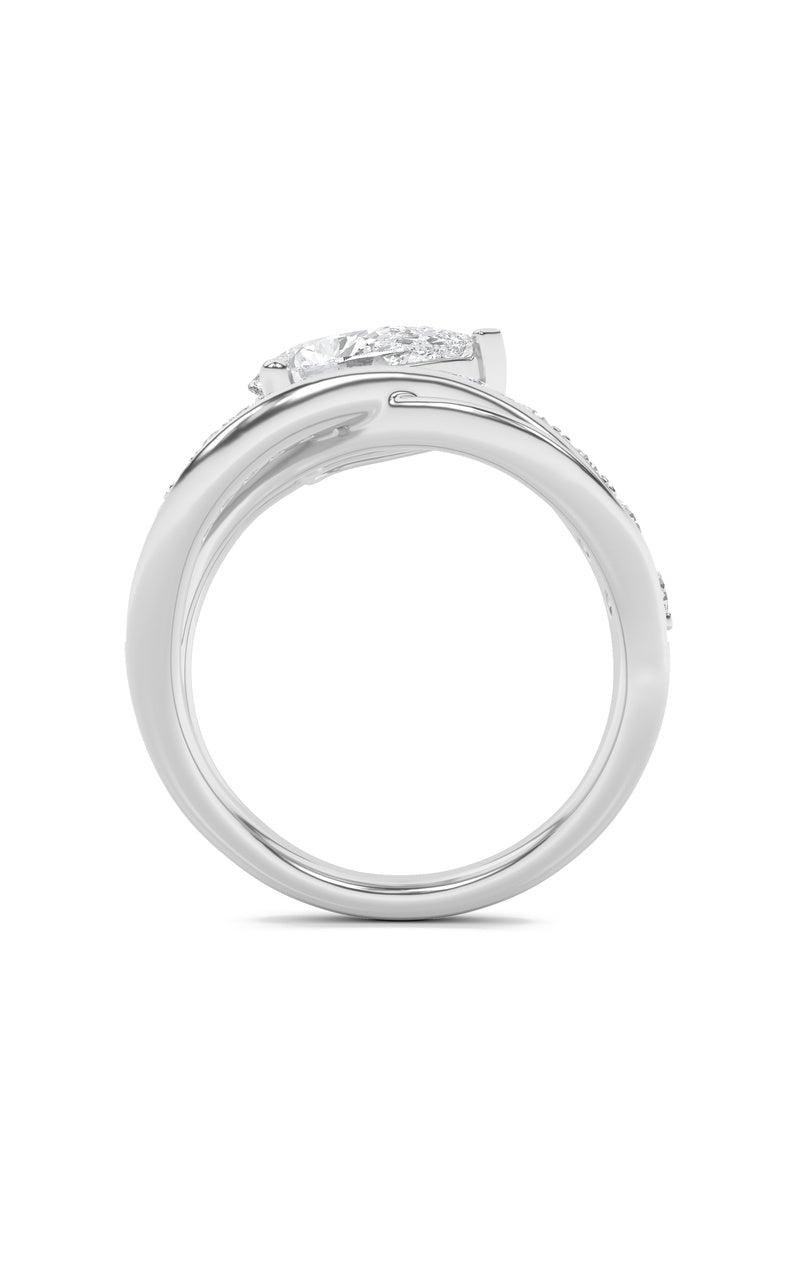 2Cttw Pear Shaped Lab Grown Diamond (F/VS) FashionAccentedEngagement Ring in 14K Gold