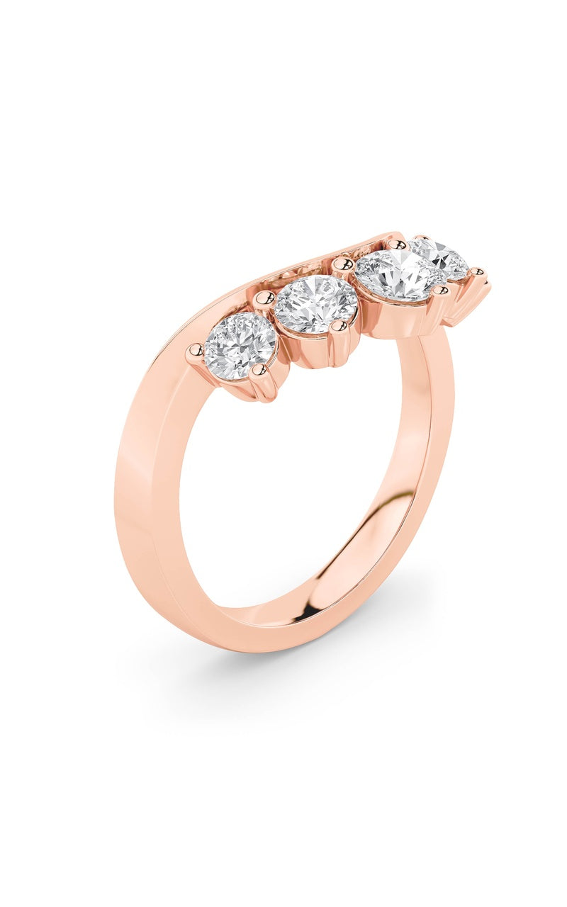 1Cttw Round Shaped Lab Grown Diamond (F/VS) FancyContour Ring in 14K Gold