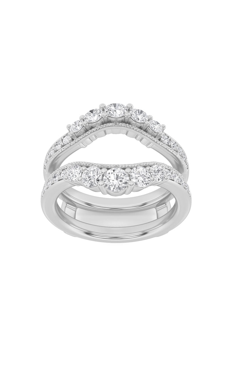 1Cttw Round Shaped Lab Grown Diamond (F/VS) InsertJacket Ring in 14K Gold