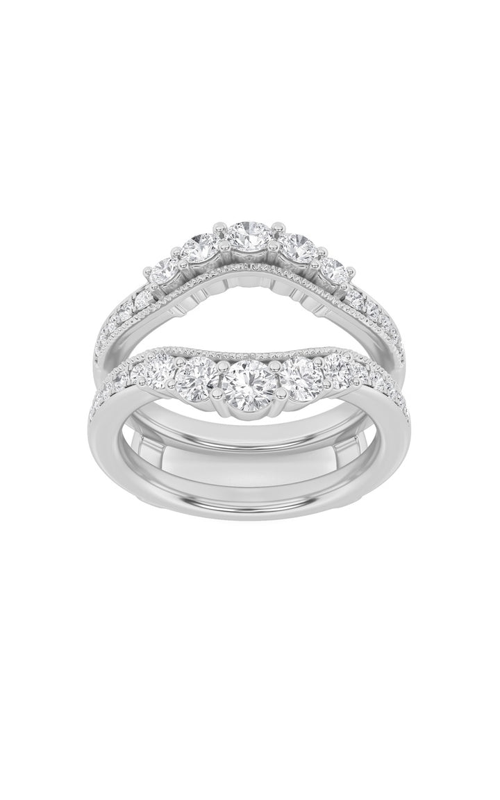 1Cttw Round Shaped Lab Grown Diamond (F/VS) InsertJacket Ring in 14K Gold