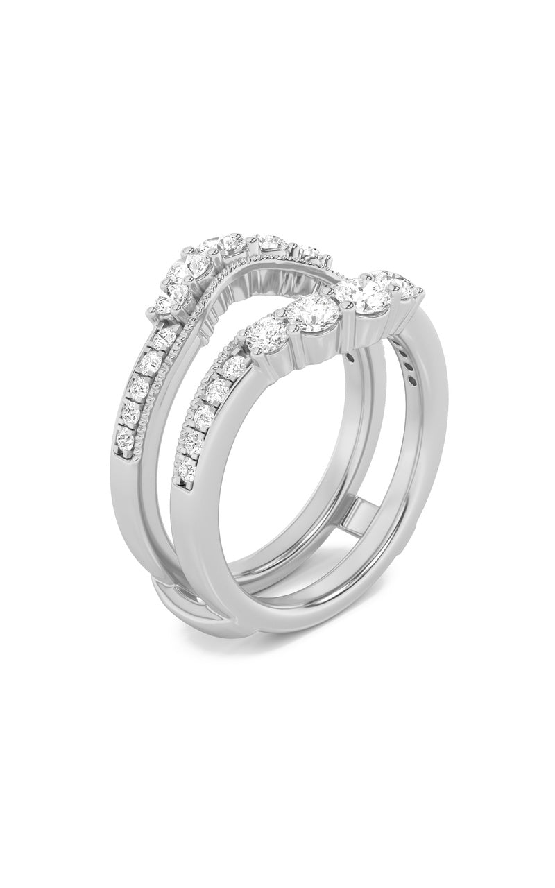 1Cttw Round Shaped Lab Grown Diamond (F/VS) InsertJacket Ring in 14K Gold