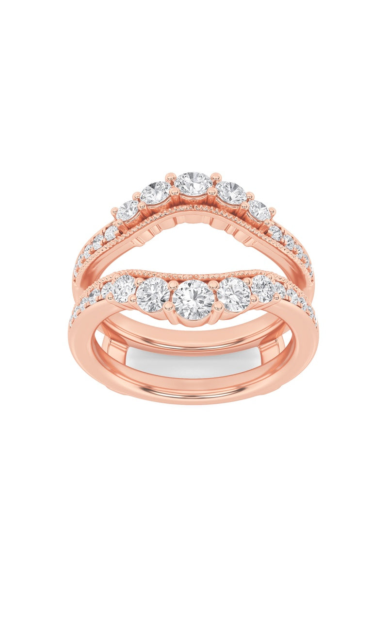 1Cttw Round Shaped Lab Grown Diamond (F/VS) InsertJacket Ring in 14K Gold