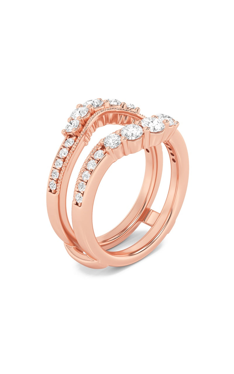 1Cttw Round Shaped Lab Grown Diamond (F/VS) InsertJacket Ring in 14K Gold