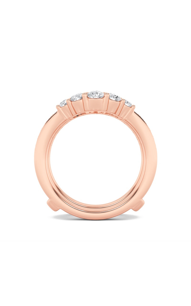 1Cttw Round Shaped Lab Grown Diamond (F/VS) InsertJacket Ring in 14K Gold