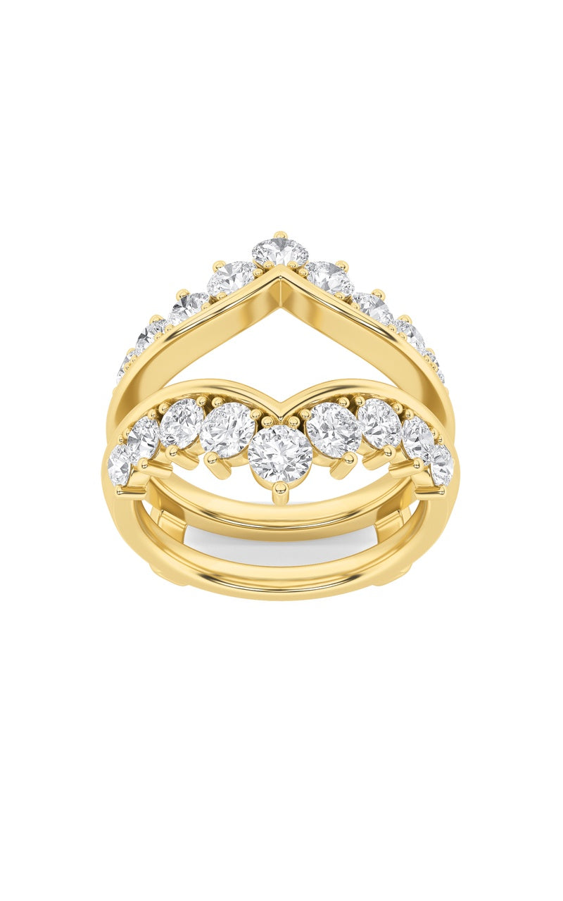 2CTW Round Shaped Lab Grown Diamond (F/VS) Insert Jacket Ring in 14K Gold
