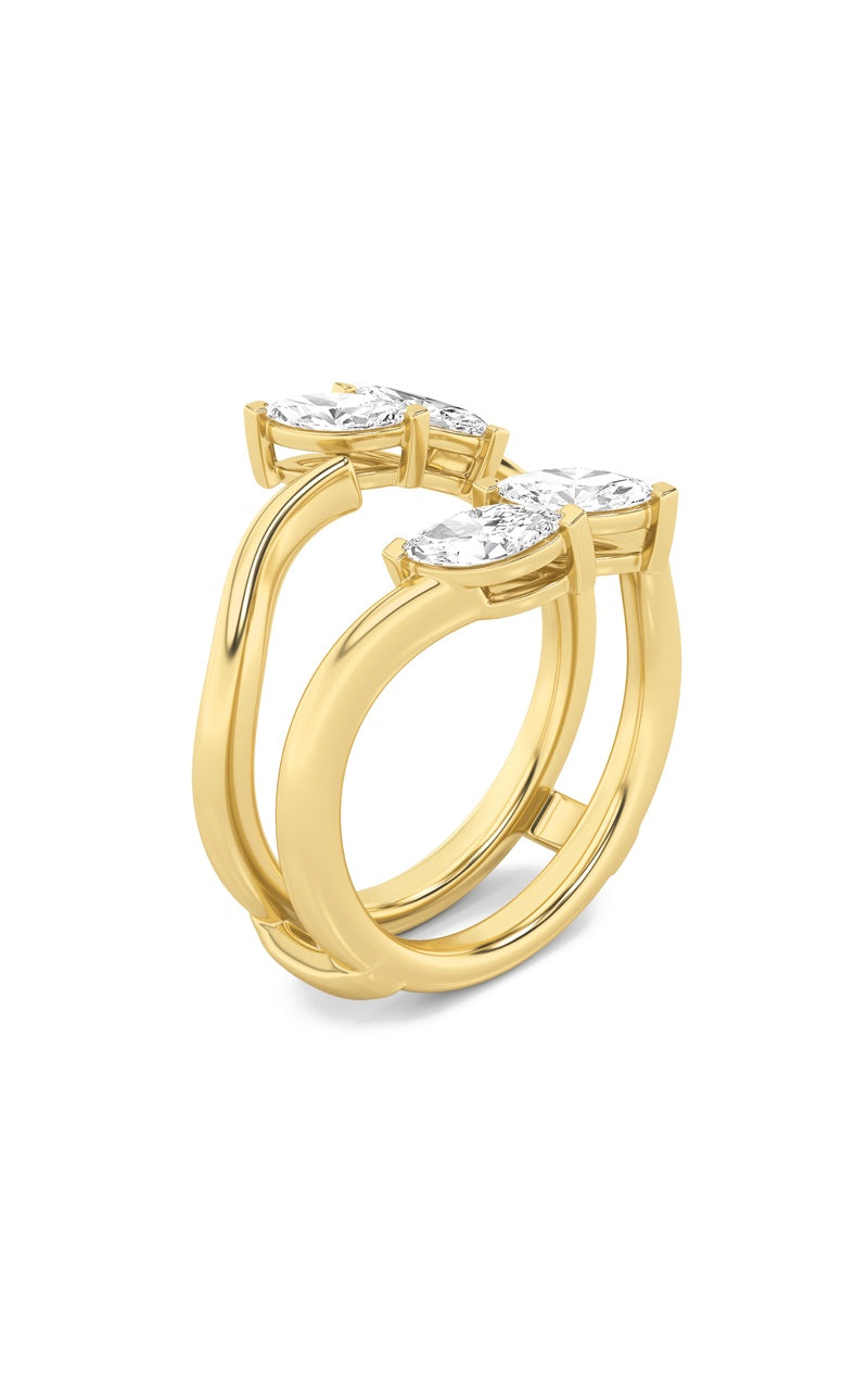 1Cttw Marquise Shaped Lab Grown Diamond (F/VS) Insert Jacket Ring in 14K Gold