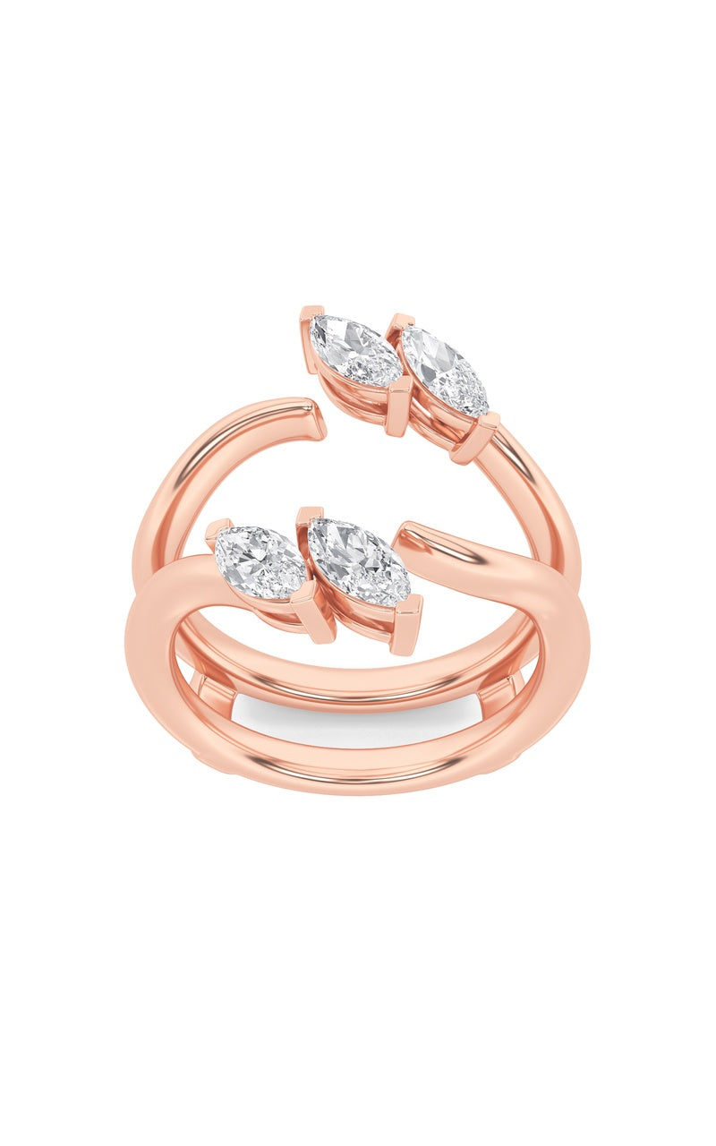 1Cttw Marquise Shaped Lab Grown Diamond (F/VS) Insert Jacket Ring in 14K Gold