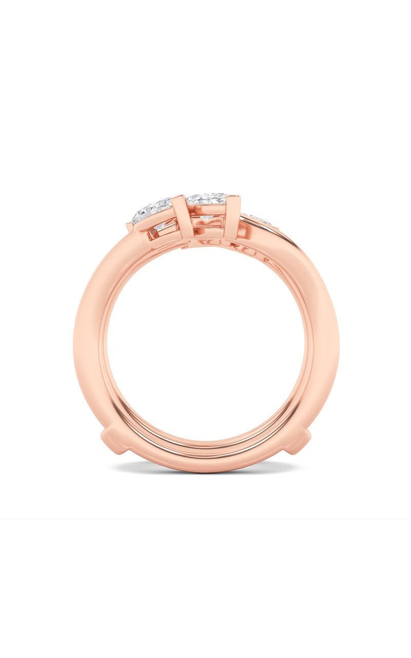 1Cttw Marquise Shaped Lab Grown Diamond (F/VS) Insert Jacket Ring in 14K Gold