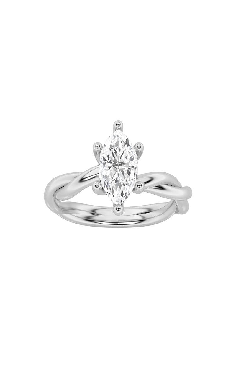 1.5CTW Marquise Shaped Lab Grown Diamond (F/VS) Twisted Shank Solitaire Engagement Ring in 14K Gold