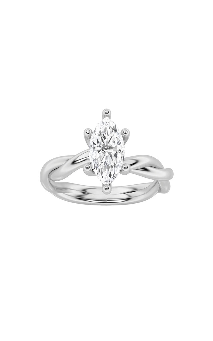 1.5CTW Marquise Shaped Lab Grown Diamond (F/VS) Twisted Shank Solitaire Engagement Ring in 14K Gold