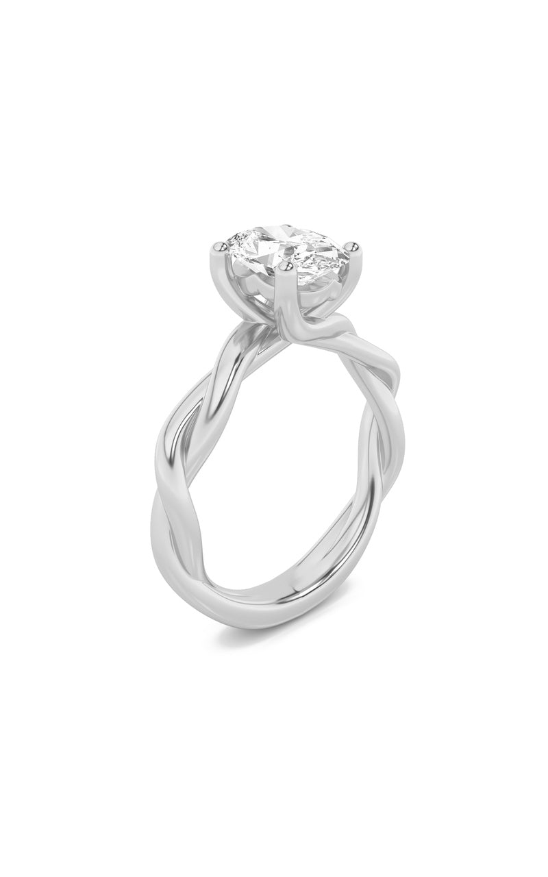 2CTW Oval Shaped Lab Grown Diamond (F/VS) Twisted Shank Solitaire Engagement Ring in 14K Gold