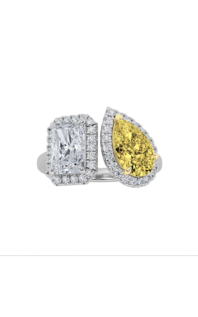 3CTW Radiant Shaped Lab Grown Diamond (F/VS) Toi et Moi Fashiion Ring in 14K Gold