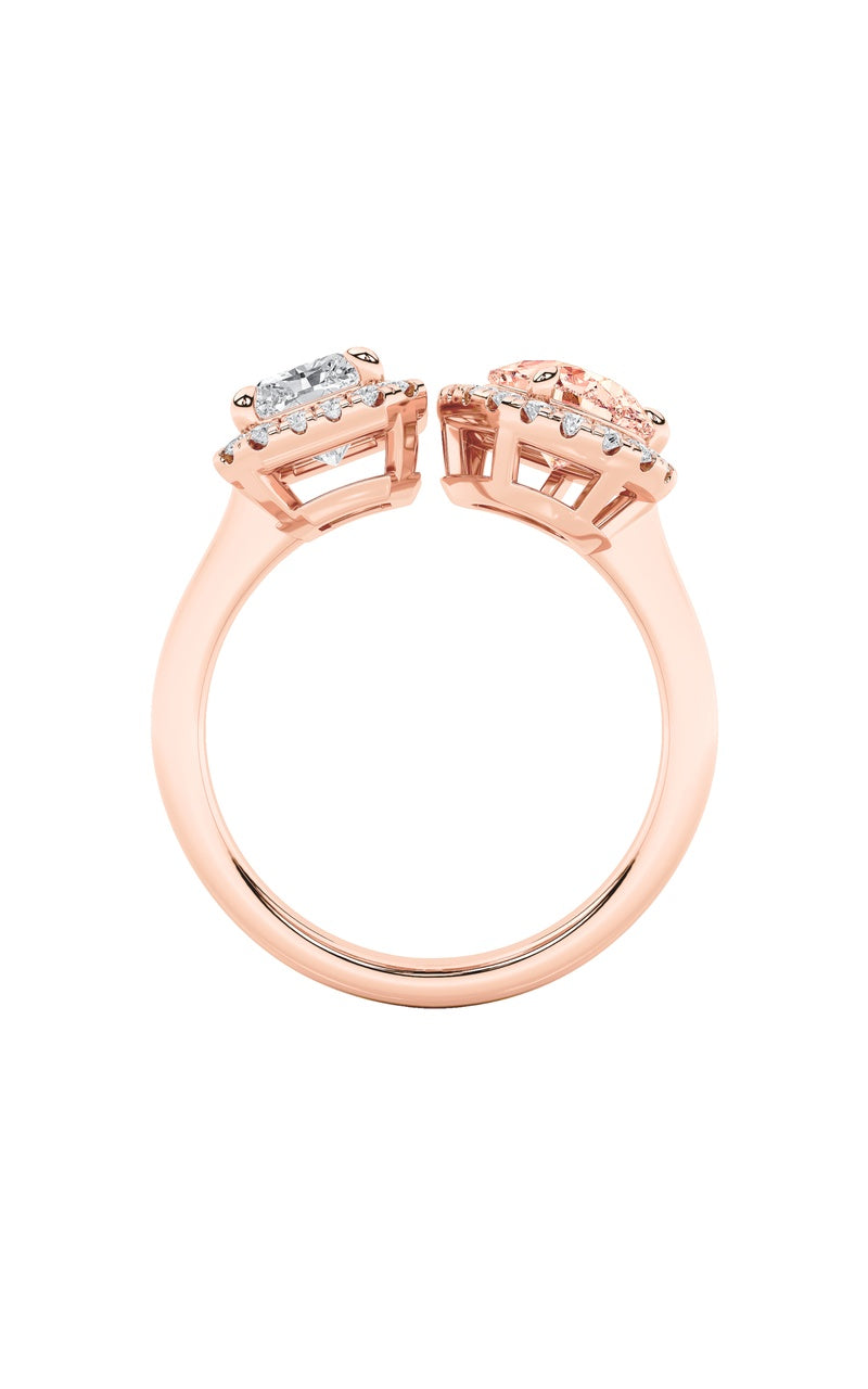 3CTW Radiant Shaped Lab Grown Diamond (F/VS) Toi et Moi Fashiion Ring in 14K Gold