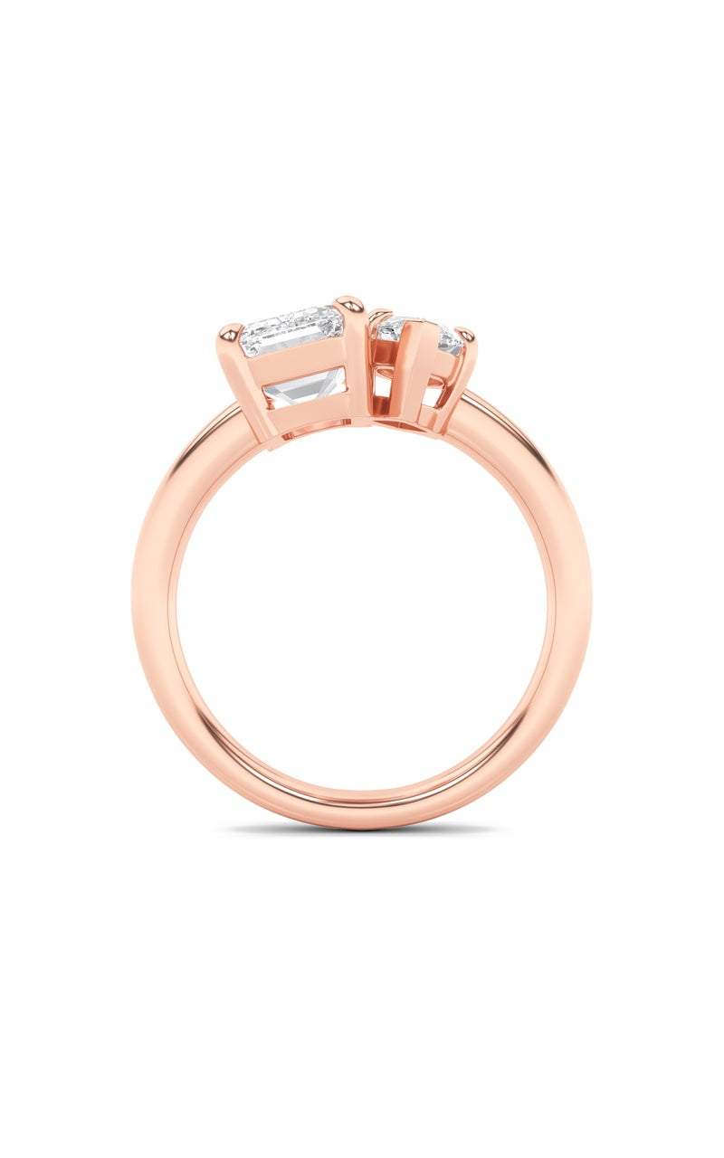 3Cttw Emerald Shaped Lab Grown Diamond (F/VS) Toiet Moi Engagement Ring in 14K Gold