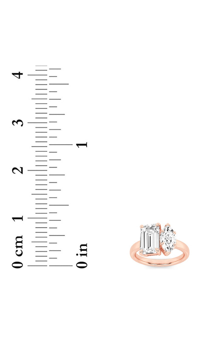 3Cttw Emerald Shaped Lab Grown Diamond (F/VS) Toiet Moi Engagement Ring in 14K Gold