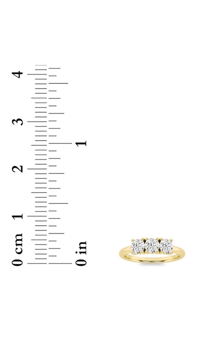 2Cttw Round Shaped Lab Grown Diamond (F/VS) ThreeStone Band Ring in 14K Gold