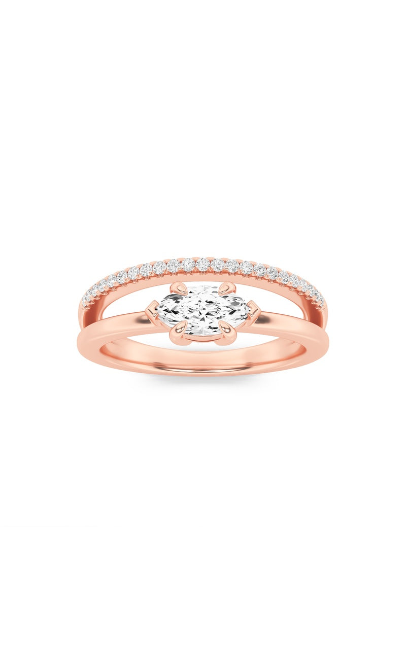 0.5Cttw Marquise Shaped Lab Grown Diamond (G/VS) Fashion Ring in 10K Gold