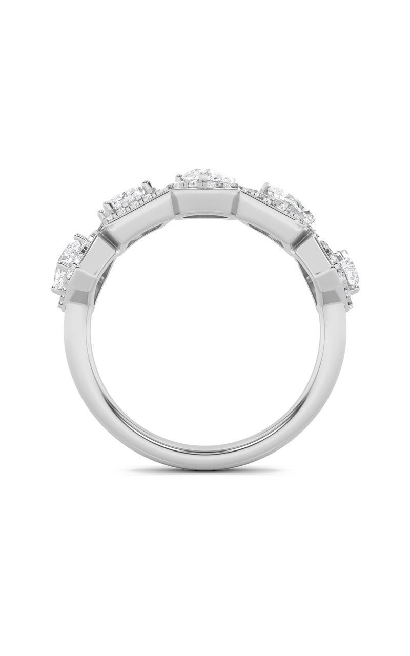 1.5Cttw Mix Shaped Lab Grown Diamond (F/VS) Five Stone Ring in 14K Gold