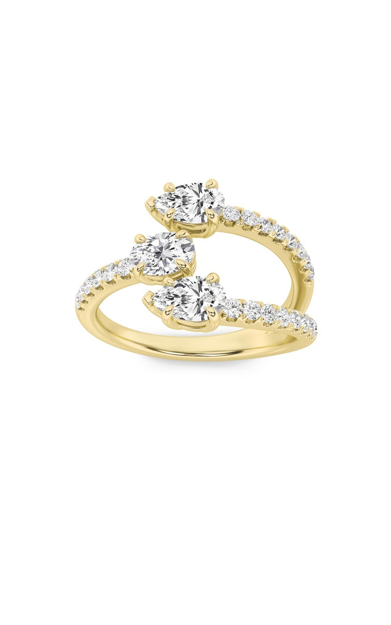 1CTW Oval Shaped Lab Grown Diamond (F/VS) Three Stone Fashion Ring in 14K Gold