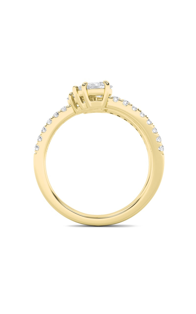 1CTW Oval Shaped Lab Grown Diamond (F/VS) Three Stone Fashion Ring in 14K Gold