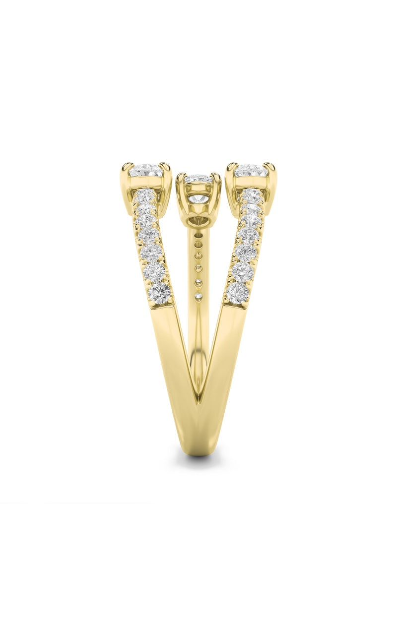 1CTW Oval Shaped Lab Grown Diamond (F/VS) Three Stone Fashion Ring in 14K Gold