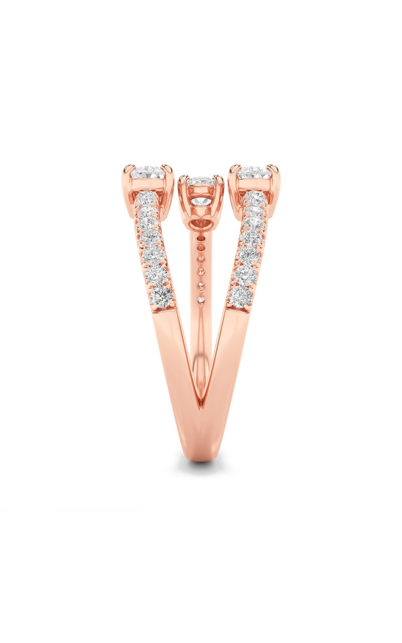 1CTW Oval Shaped Lab Grown Diamond (F/VS) Three Stone Fashion Ring in 14K Gold