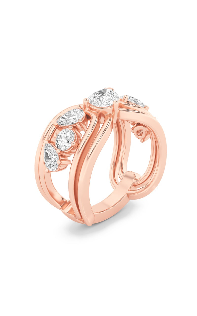 2Cttw Pear Shaped Lab Grown Diamond (F/VS) Seven Stone Fashion Ring in 14K Gold