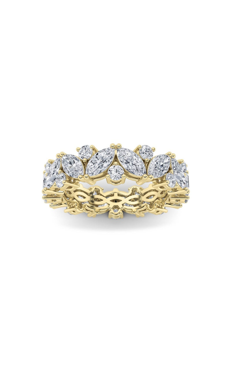 3Cttw Marquise Shaped Lab Grown Diamond (F/VVS) Eternity Band Ring in 14K Gold