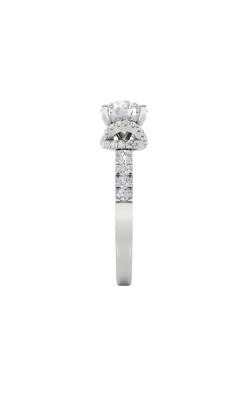 2Cttw Round Shaped Lab Grown Diamond (F/VS) Two Tone Accented Fancy Engagement Ring in 14K Gold
