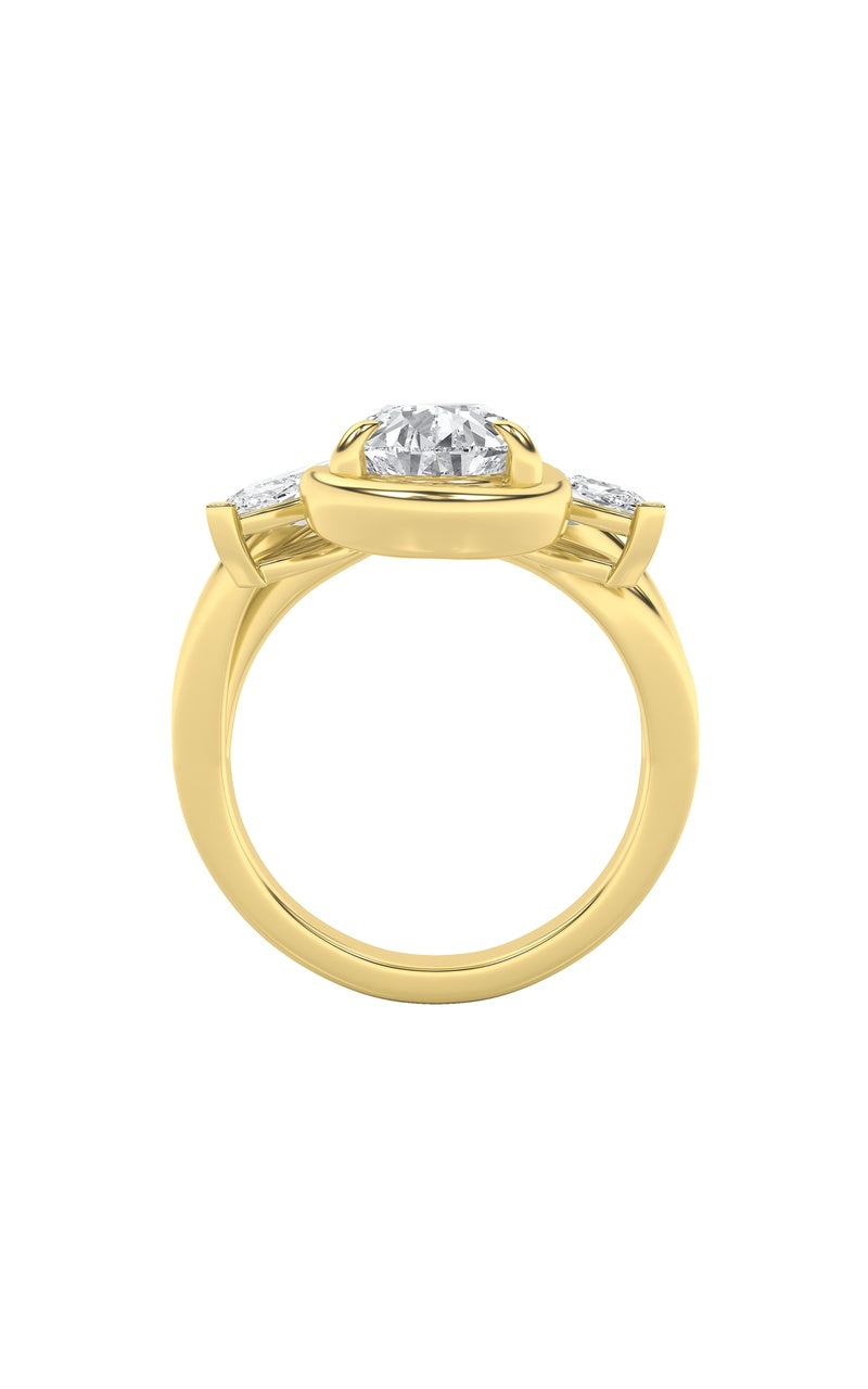 3Cttw Pear Shaped Lab Grown Diamond (F/VS) Knot Ring in 14K Gold