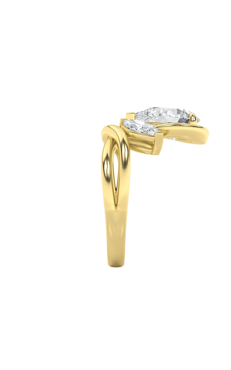 3CTW Pear Shaped Lab Grown Diamond (F/VS) Knot Ring in 14K Gold