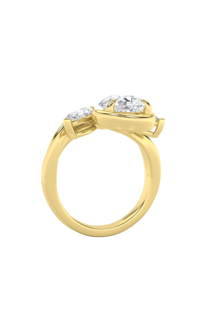 3Cttw Pear Shaped Lab Grown Diamond (F/VS) Knot Ring in 14K Gold