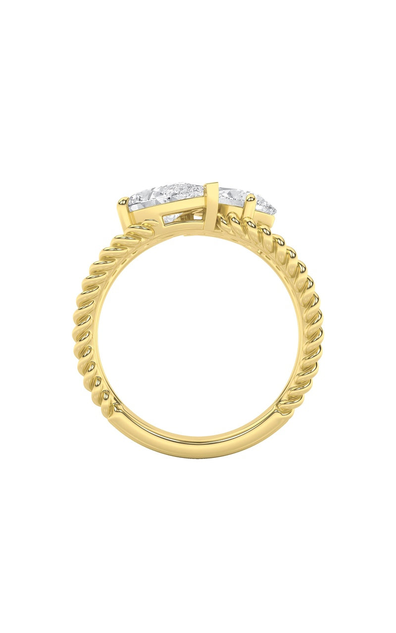 2Cttw Pear Shaped Lab Grown Diamond (F/VS) Toi etMoi Fashiion Ring in 14K Gold