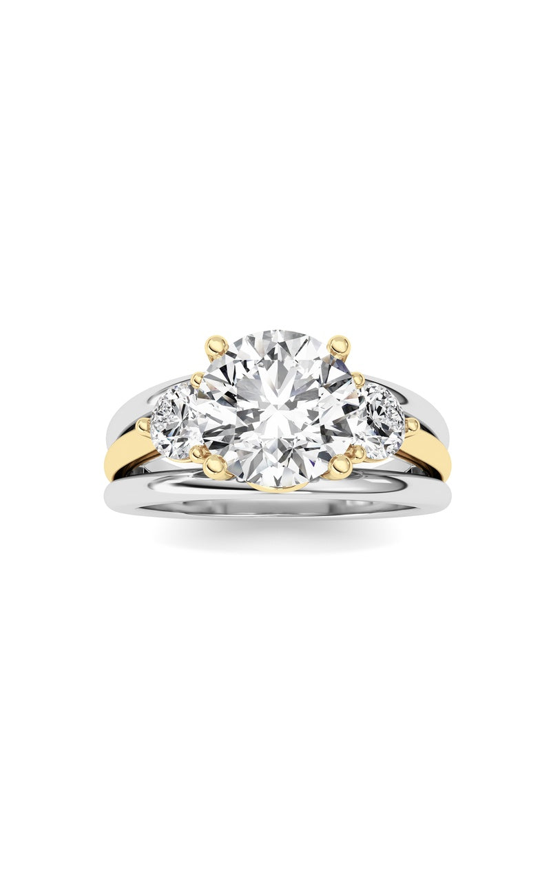 3Cttw Oval Shaped Lab Grown Diamond (F/VS) Two Tone Solitaire Engagement Ring in 14K Gold