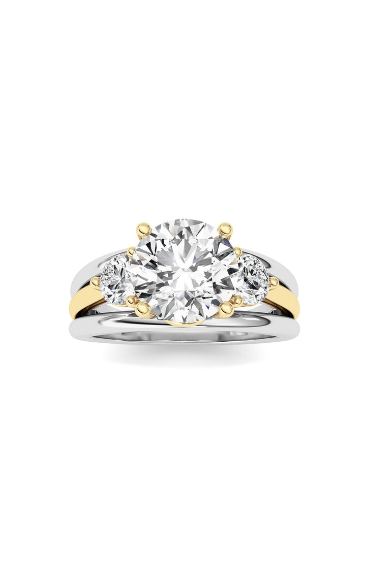 3Cttw Oval Shaped Lab Grown Diamond (F/VS) Two Tone Solitaire Engagement Ring in 14K Gold