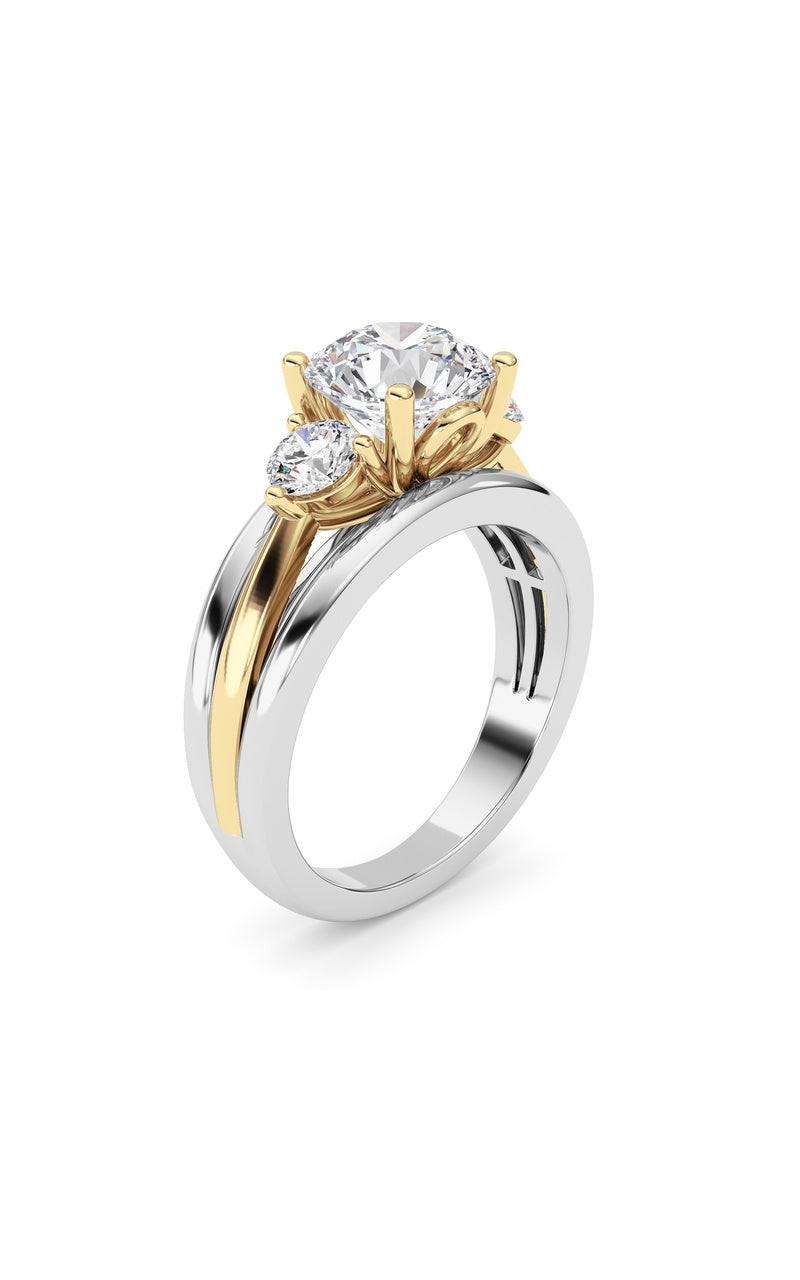 3Cttw Oval Shaped Lab Grown Diamond (F/VS) Two Tone Solitaire Engagement Ring in 14K Gold