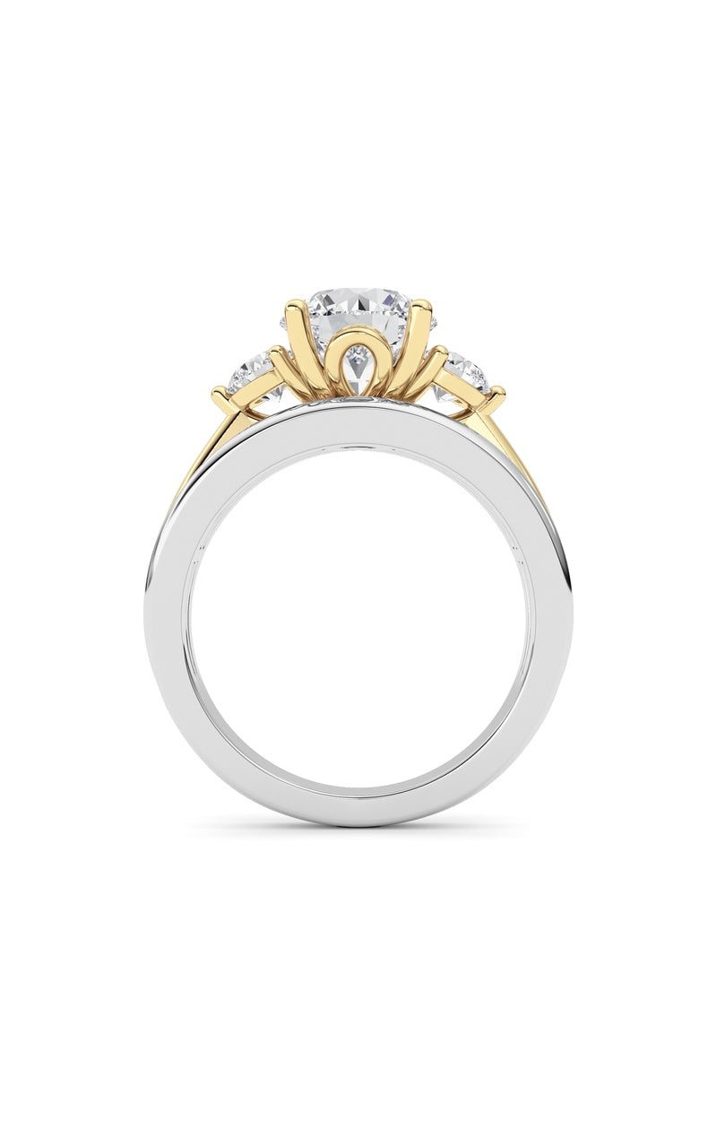 3Cttw Oval Shaped Lab Grown Diamond (F/VS) Two Tone Solitaire Engagement Ring in 14K Gold