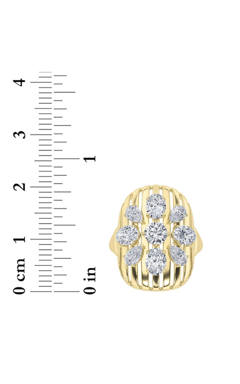 2CTW Round Shaped Lab Grown Diamond (F/VS) Fashion Ring in 14K Gold