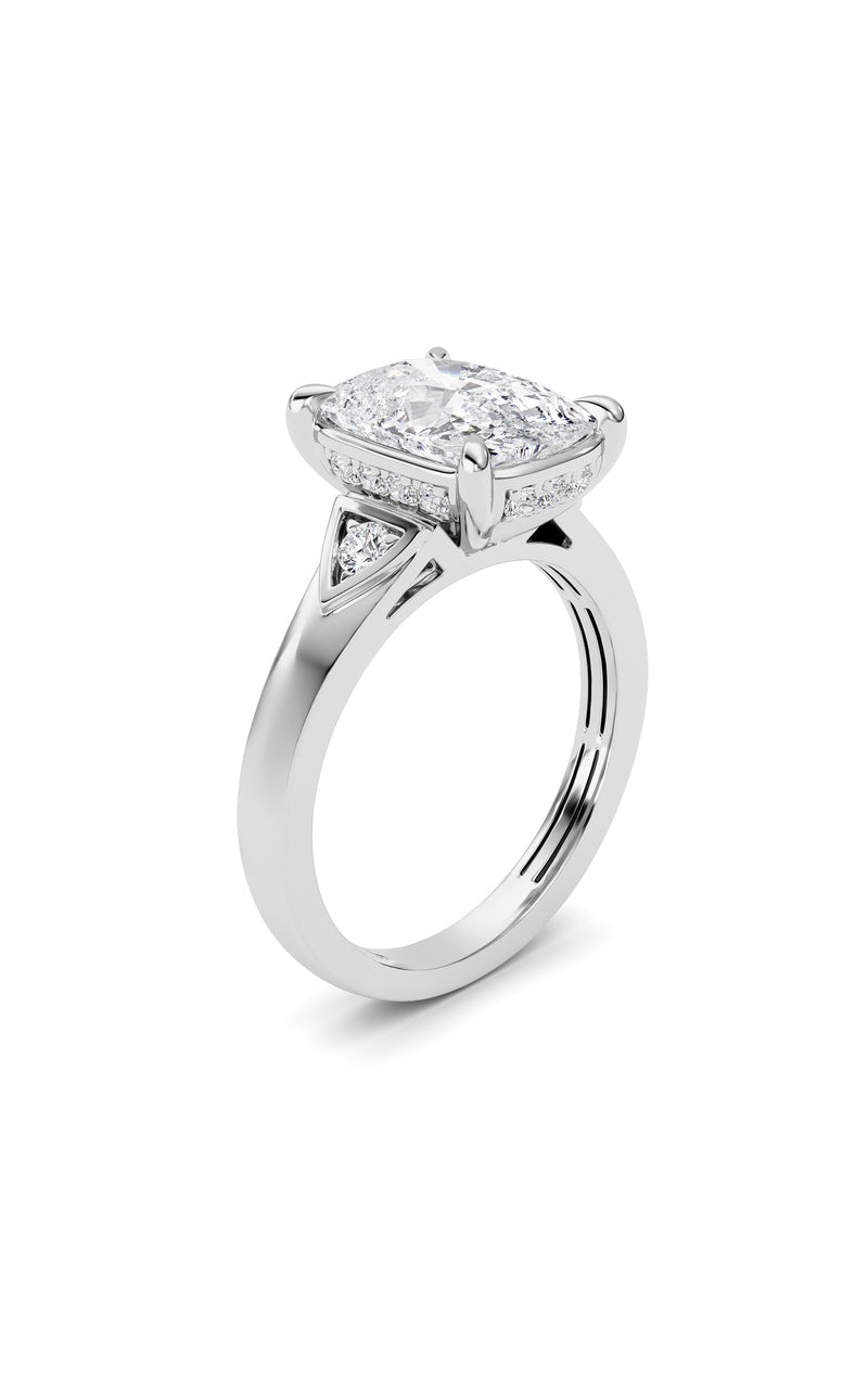 3.25CTW ELongated Cushion Lab Grown Diamond (F/VS )Ring in 14K Gold