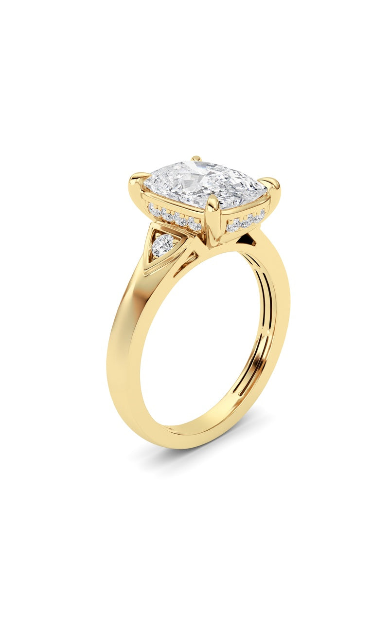 3.25CTW ELongated Cushion Lab Grown Diamond (F/VS )Ring in 14K Gold