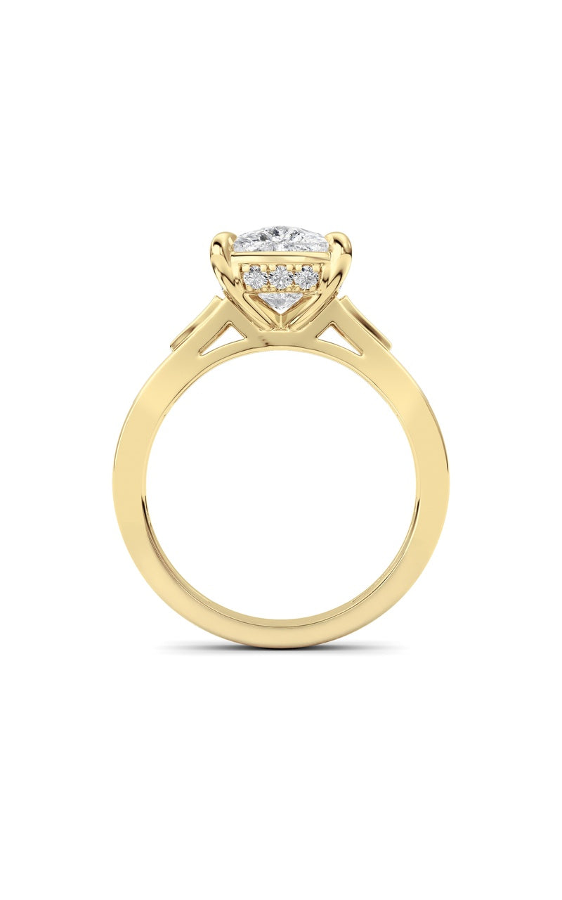 3.25CTW ELongated Cushion Lab Grown Diamond (F/VS )Ring in 14K Gold