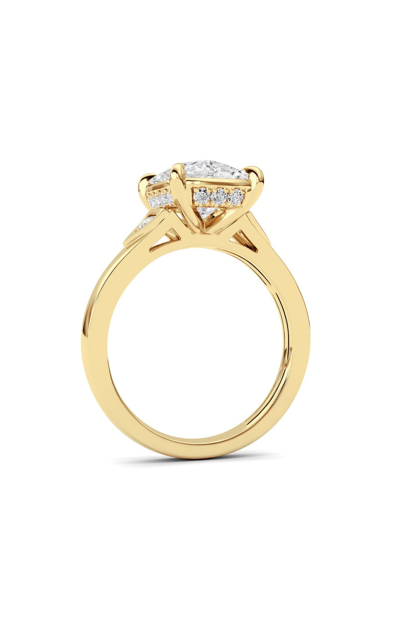 3.25CTW ELongated Cushion Lab Grown Diamond (F/VS )Ring in 14K Gold